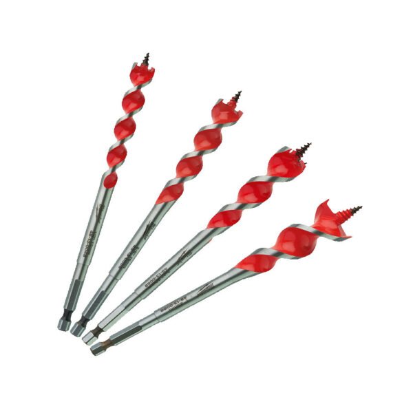 Σετ Ξυλοτρύπανα Speed Feed Milwaukee 4 τεμαχίων με υποδοχή Hex 1/4" για γρήγορη διάτρηση σε ξύλο.