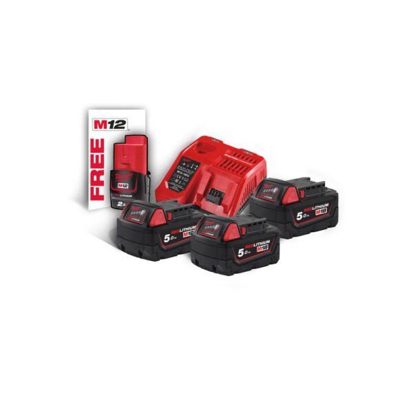 Milwaukee 4933451423 M18 NRG-503 Σετ 3 Μπαταρίες 5.0Ah και Ταχυφορτιστής