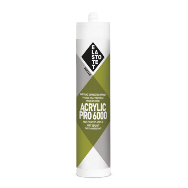ACRYLIC PRO 6000 280ml Elastotet ακρυλικό σφραγιστικό για επαγγελματική χρήση σε λευκό χρώμα.